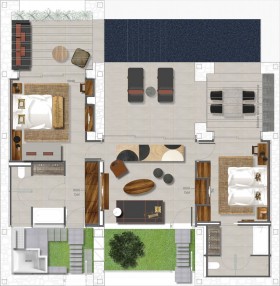 Haute Living Core Two Bedroom Residence with Private Pool