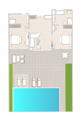 Deluxe Two Bedroom Bungalow Suite Private Garden (100 m²)