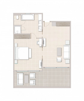 One Bedroom Suite Balcony Garden View (70 m²)