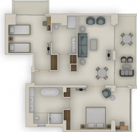 Deluxe Two Bedroom Suite Pool view/Sea view