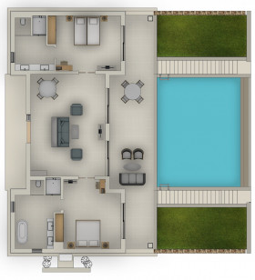 Deluxe Two Bedroom Bungalow Suite private pool - Beach front