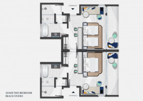Two Bedroom Beachfront Pavilion (102 m2)