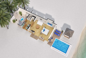 Deluxe Beach Villa with Pool (77 m2 interiér + 43 m2 terasa)