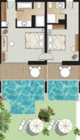 2- Bedroom Family Suite Garden View, Private Pool (60 m2)