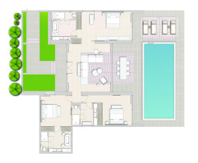 Deluxe Three Bedroom Residence Private Pool (160 m²)