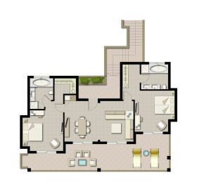 Two Bedroom Residence Balcony Marina Front (105 m²)