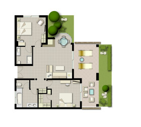 Two Bedroom Residence Private Garden Marina Front (125 m²)