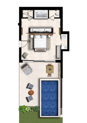 Seafront Cabana, Private Pool