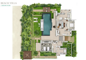 Beach Villas – 2 bedrooms (celková rozloha i s exteriérem 615 m2)
