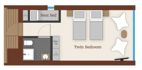 Arctic TreeHouse Twin w nest-like bed (27 m2)