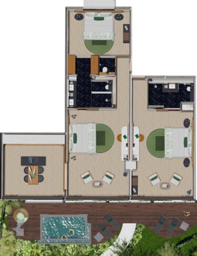 Ocean Front Royal 2-Bedroom Suite with Private Pool and Kitchen