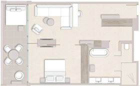 Deluxe One Bedroom Suite Sea Front View (70 m2)