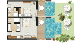 Swim Up 2 Bedroom Suite (55 m²)