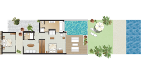 3 Bedroom Villa Beachfront with Private Pool (75 m2)