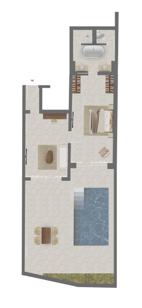 Tropical Pavilion One Bedroom Suite with Private Pool (76 m²)