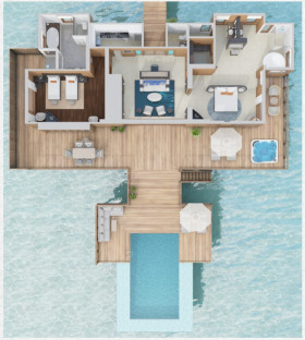 Two Bedroom Rangali Ocean Pavilion with Pool (451 m²)