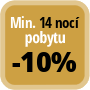 Zaplaťte minimálně 14 nocí a získáte 10% slevu.