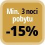 Zaplaťte minimálně 3 noci a získáte 15% slevu.