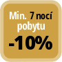 Zaplaťte minimálně 7 nocí a získáte 10% slevu.