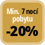 Zaplaťte minimálně 7 nocí a získáte 20% slevu.