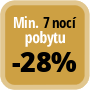 Zaplaťte minimálně 7 nocí a získáte 28% slevu.