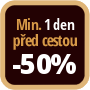 Při objednání minimálně 1 den před zahájením pobytu získáte slevu 50% z celé ceny ubytování.