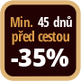 Při objednání minimálně 45 dnů před zahájením pobytu získáte slevu 35% z celé ceny ubytování.