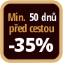 Při objednání minimálně 50 dnů před zahájením pobytu získáte slevu 35% z celé ceny ubytování.