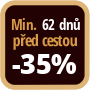 Při objednání minimálně 62 dnů před zahájením pobytu získáte slevu 35% z celé ceny ubytování.