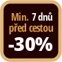 Při objednání minimálně 7 dnů před zahájením pobytu získáte slevu 30% z celé ceny ubytování.