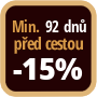 Při objednání minimálně 92 dnů před zahájením pobytu získáte slevu 15% z celé ceny ubytování.
